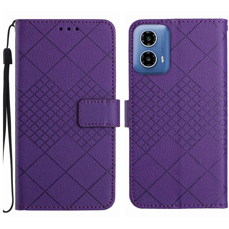 For Motorola Moto G Stylus 5G 2024 Rhombic Grid Texture Leather Phone Case(Purple) - free shipping - PMC Jewellery - Order now!