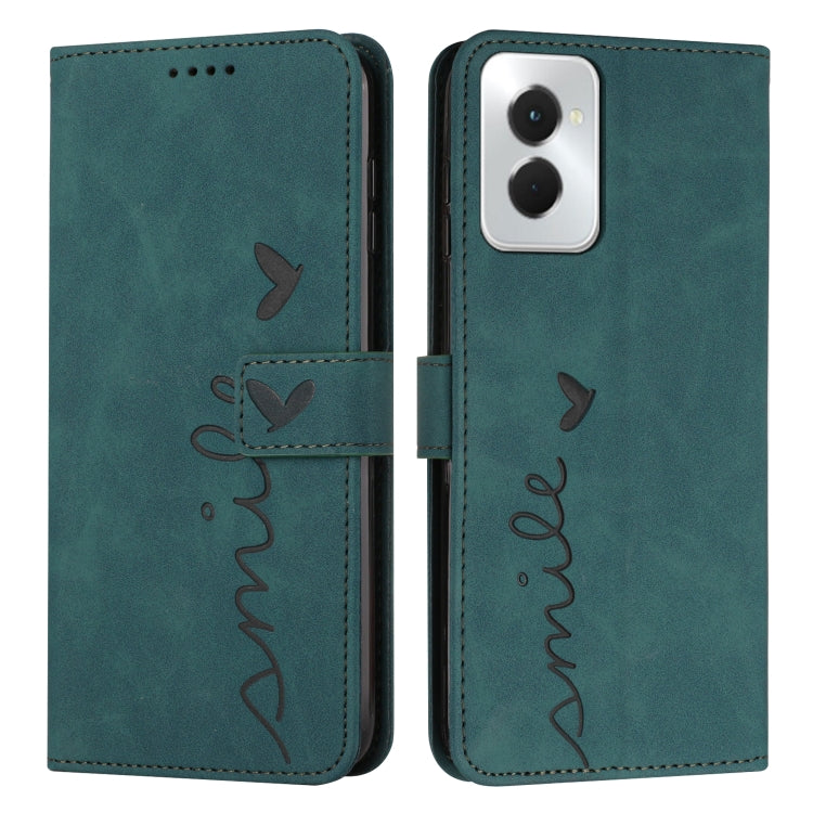 For Motorola Moto G Power 5G 2024 Skin Feel Heart Embossed Leather Phone Case with Long Lanyard(Green) - Motorola Cases by PMC Jewellery | Online Shopping South Africa | PMC Jewellery | Buy Now Pay Later Mobicred