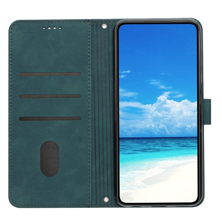For Motorola Moto G Power 5G 2024 Skin Feel Heart Embossed Leather Phone Case with Long Lanyard(Green) - Motorola Cases by PMC Jewellery | Online Shopping South Africa | PMC Jewellery | Buy Now Pay Later Mobicred