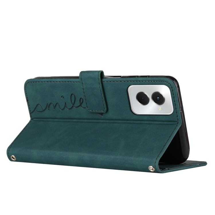 For Motorola Moto G Power 5G 2024 Skin Feel Heart Embossed Leather Phone Case with Long Lanyard(Green) - Motorola Cases by PMC Jewellery | Online Shopping South Africa | PMC Jewellery | Buy Now Pay Later Mobicred