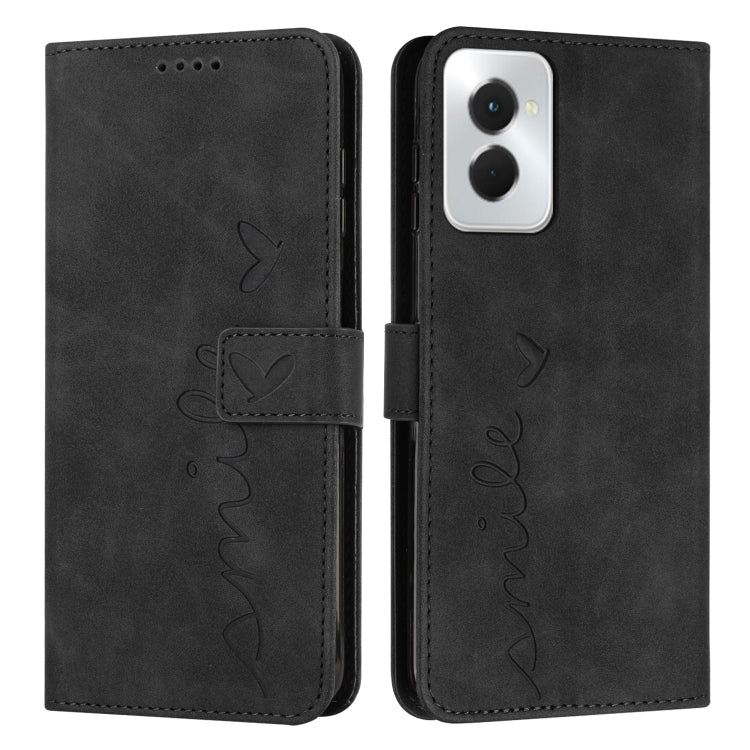 For Motorola Moto G Power 5G 2024 Skin Feel Heart Embossed Leather Phone Case with Long Lanyard(Black) - Motorola Cases by PMC Jewellery | Online Shopping South Africa | PMC Jewellery | Buy Now Pay Later Mobicred