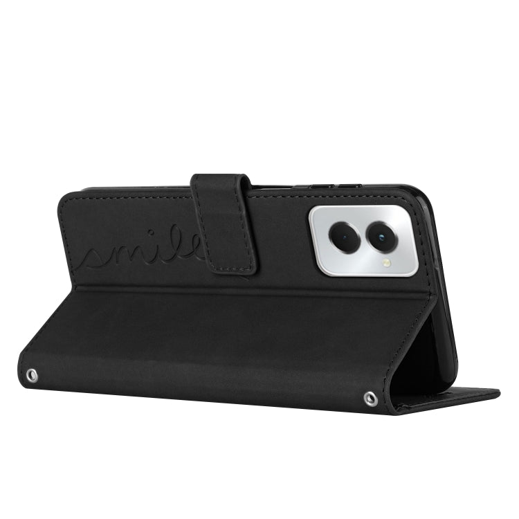 For Motorola Moto G Power 5G 2024 Skin Feel Heart Embossed Leather Phone Case with Long Lanyard(Black) - Motorola Cases by PMC Jewellery | Online Shopping South Africa | PMC Jewellery | Buy Now Pay Later Mobicred