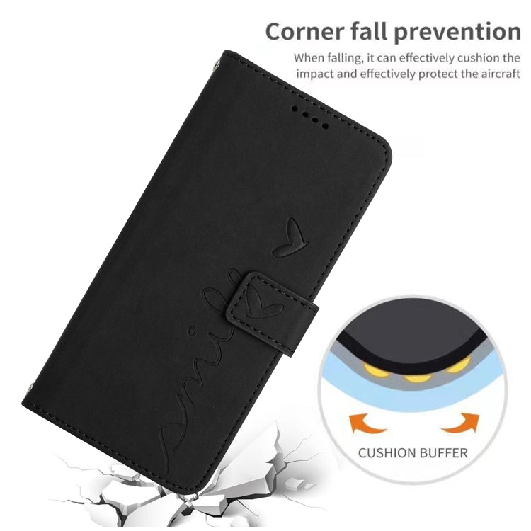 For Motorola Moto G Power 5G 2024 Skin Feel Heart Embossed Leather Phone Case with Long Lanyard(Black) - Motorola Cases by PMC Jewellery | Online Shopping South Africa | PMC Jewellery | Buy Now Pay Later Mobicred