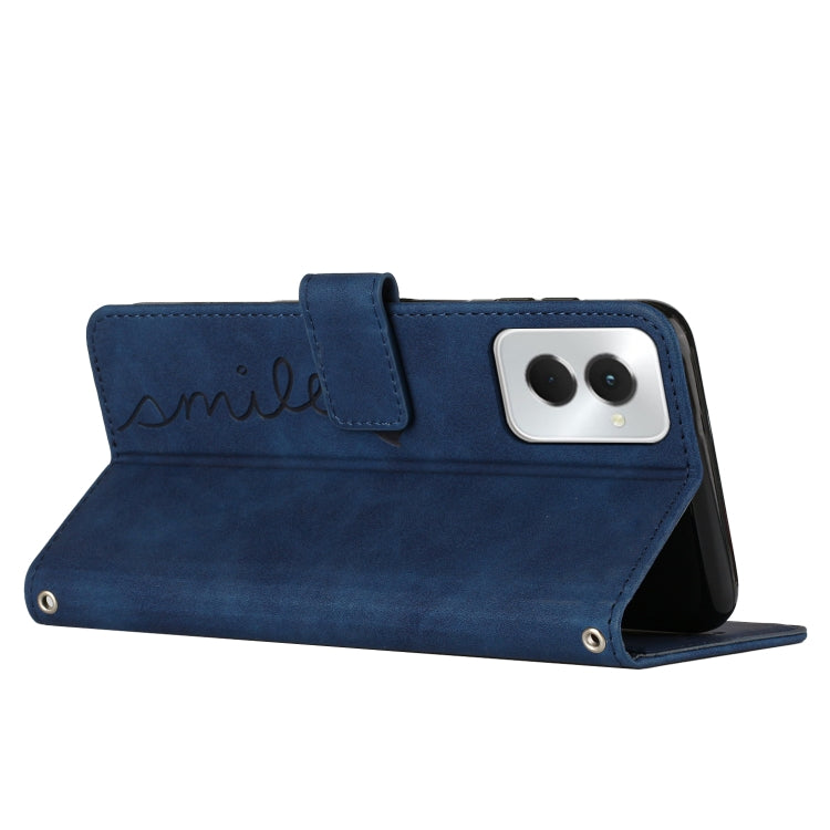 For Motorola Moto G Power 5G 2024 Skin Feel Heart Embossed Leather Phone Case with Long Lanyard(Blue) - Motorola Cases by PMC Jewellery | Online Shopping South Africa | PMC Jewellery | Buy Now Pay Later Mobicred