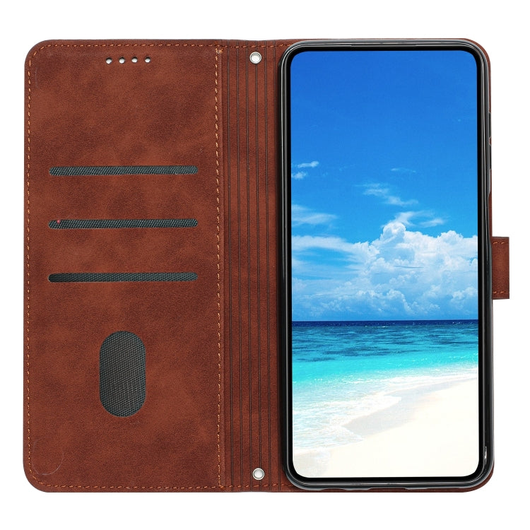 For Motorola Moto G Power 5G 2024 Skin Feel Heart Embossed Leather Phone Case with Long Lanyard(Brown) - Motorola Cases by PMC Jewellery | Online Shopping South Africa | PMC Jewellery | Buy Now Pay Later Mobicred