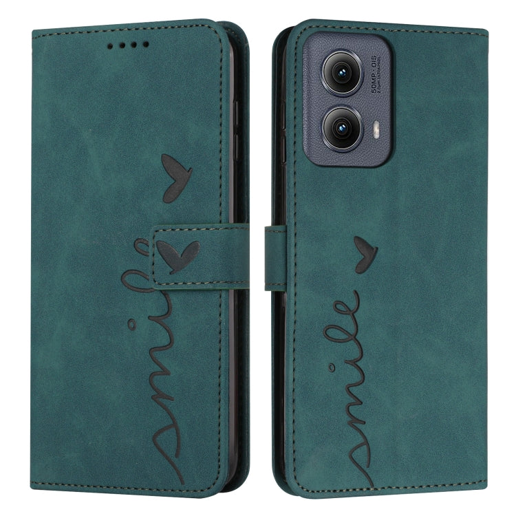 For Motorola Edge 5G 2024 Skin Feel Heart Embossed Leather Phone Case with Long Lanyard(Green) - Motorola Cases by PMC Jewellery | Online Shopping South Africa | PMC Jewellery | Buy Now Pay Later Mobicred