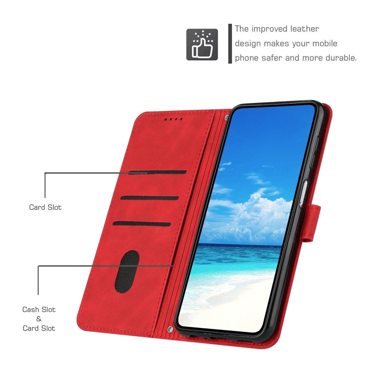 For Motorola Edge 5G 2024 Skin Feel Heart Embossed Leather Phone Case with Long Lanyard(Red) - Motorola Cases by PMC Jewellery | Online Shopping South Africa | PMC Jewellery | Buy Now Pay Later Mobicred