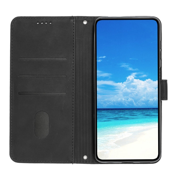 For OPPO A38 / Oppo A18 Skin Feel Heart Embossed Leather Phone Case with Long Lanyard(Black) - A18 Cases by PMC TechLife | Online Shopping South Africa | PMC TechLife