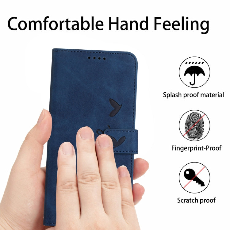 For OPPO Reno11 Pro Global Skin Feel Heart Embossed Leather Phone Case with Long Lanyard(Blue) - Reno11 Pro Cases by PMC TechLife | Online Shopping South Africa | PMC TechLife | Buy Now Pay Later Mobicred