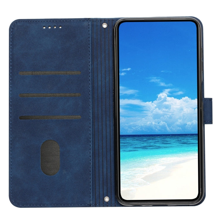 For Xiaomi Redmi K70 / K70 Pro Skin Feel Heart Embossed Leather Phone Case with Long Lanyard(Blue) - Xiaomi Cases by PMC Jewellery | Online Shopping South Africa | PMC Jewellery | Buy Now Pay Later Mobicred