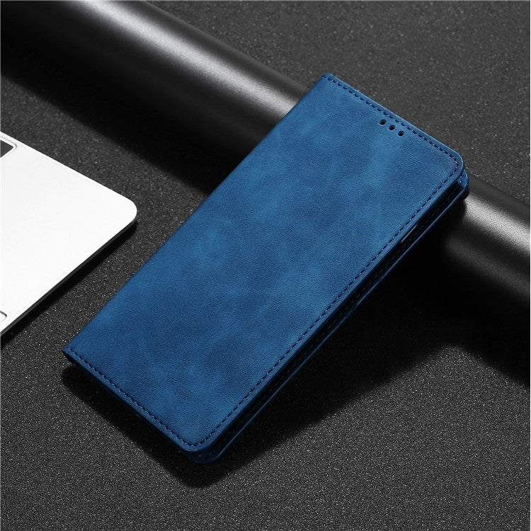 For Motorola Moto G Play 4G 2024 Skin Feel Magnetic Leather Phone Case(Blue) - Motorola Cases by PMC Jewellery | Online Shopping South Africa | PMC Jewellery | Buy Now Pay Later Mobicred