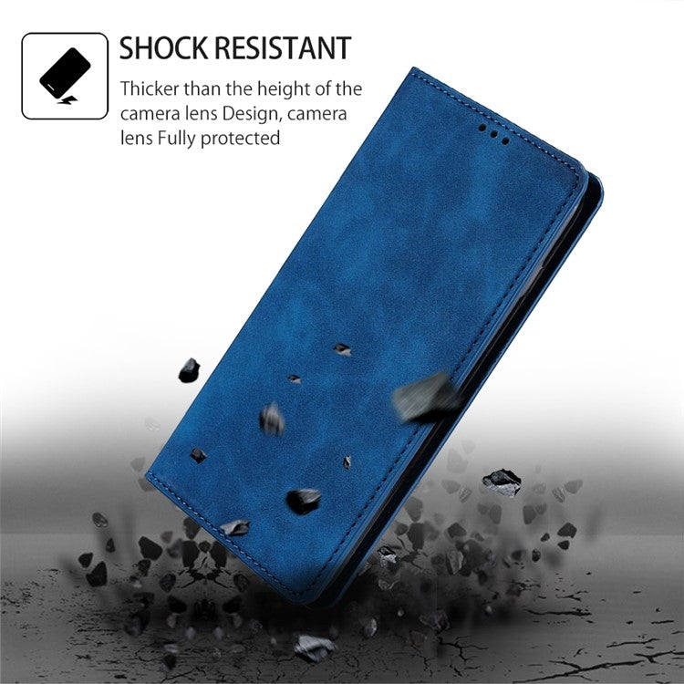 For Motorola Moto G Play 4G 2024 Skin Feel Magnetic Leather Phone Case(Blue) - Motorola Cases by PMC Jewellery | Online Shopping South Africa | PMC Jewellery | Buy Now Pay Later Mobicred