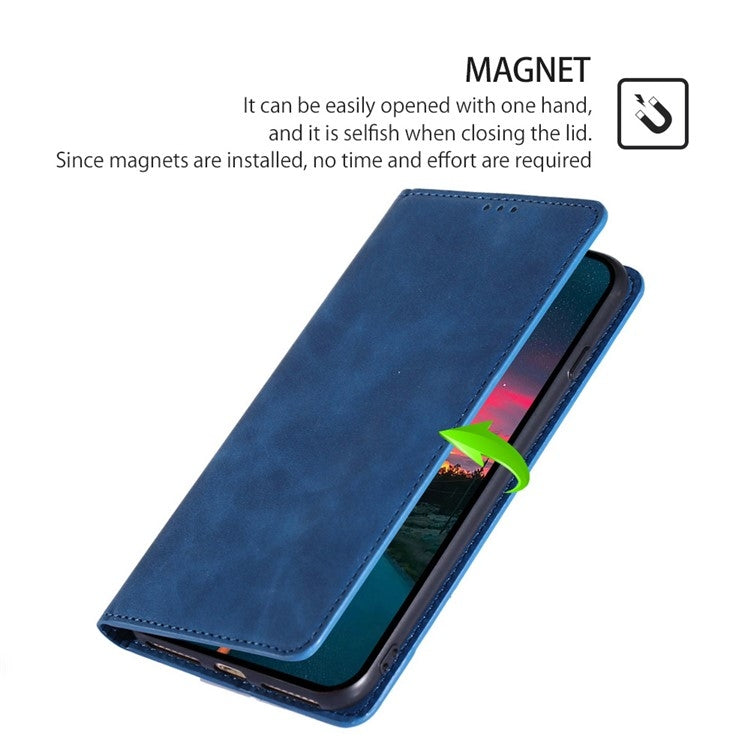 For Motorola Moto G Play 4G 2024 Skin Feel Magnetic Leather Phone Case(Blue) - Motorola Cases by PMC Jewellery | Online Shopping South Africa | PMC Jewellery | Buy Now Pay Later Mobicred