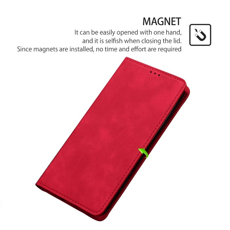 For Motorola Moto G Play 4G 2024 Skin Feel Magnetic Leather Phone Case(Red) - Motorola Cases by PMC Jewellery | Online Shopping South Africa | PMC Jewellery | Buy Now Pay Later Mobicred