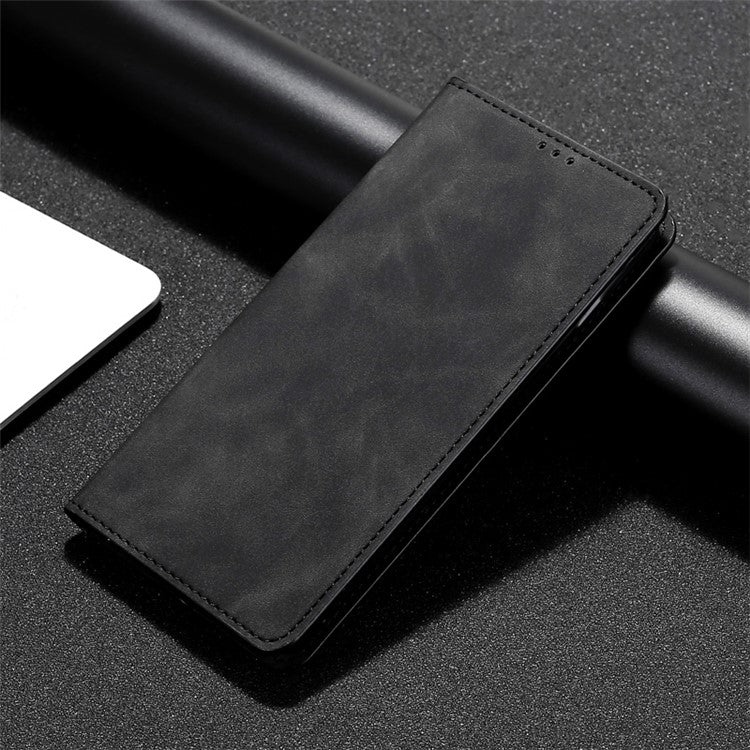 For Motorola Moto G Play 4G 2024 Skin Feel Magnetic Leather Phone Case(Black) - Motorola Cases by PMC Jewellery | Online Shopping South Africa | PMC Jewellery | Buy Now Pay Later Mobicred