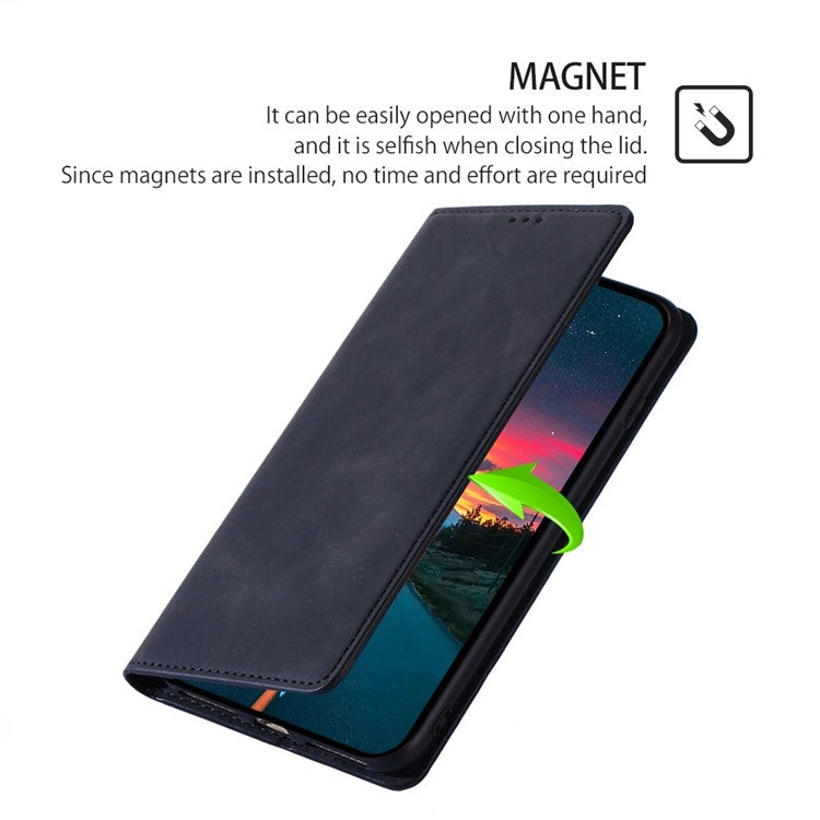 For Motorola Moto G Play 4G 2024 Skin Feel Magnetic Leather Phone Case(Black) - Motorola Cases by PMC Jewellery | Online Shopping South Africa | PMC Jewellery | Buy Now Pay Later Mobicred