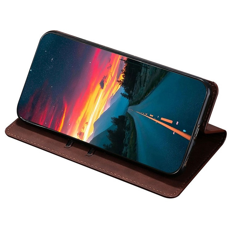 For Motorola Edge 5G 2024 Skin Feel Magnetic Leather Phone Case(Dark Brown) - Motorola Cases by PMC Jewellery | Online Shopping South Africa | PMC Jewellery | Buy Now Pay Later Mobicred