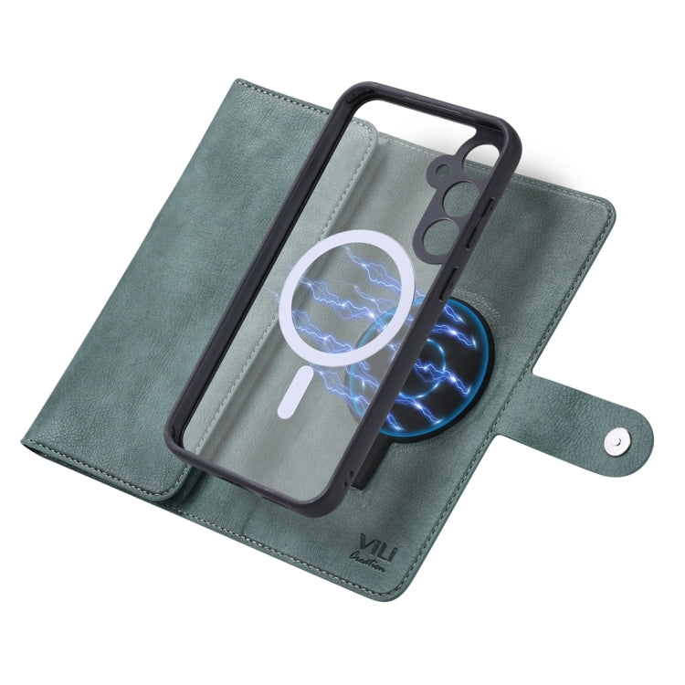 For Samsung Galaxy S23 FE 5G ViLi GV Series MagSafe Magnetic Zipper Leather Phone Case(Green) - free shipping - PMC Jewellery - Order now!
