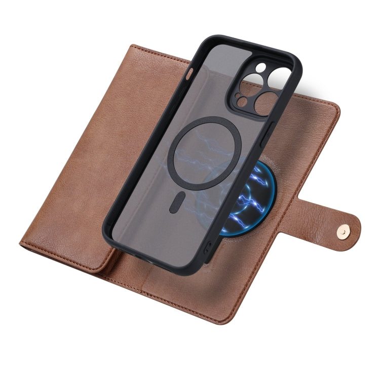 For iPhone 13 Pro Max ViLi GV Series MagSafe Magnetic Zipper Leather Phone Case(Brown) - free shipping - PMC Jewellery - Order now!