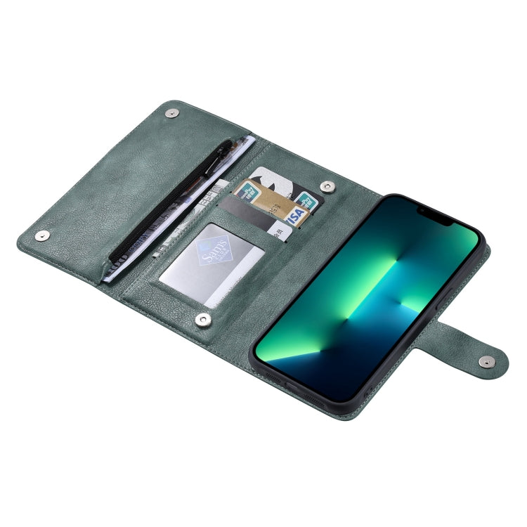 For iPhone 13 Pro Max ViLi GV Series MagSafe Magnetic Zipper Leather Phone Case(Green) - free shipping - PMC Jewellery - Order now!