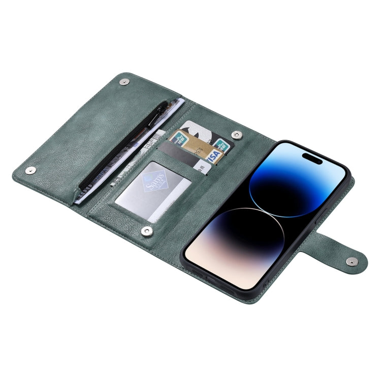 For iPhone 14 Pro ViLi GV Series MagSafe Magnetic Zipper Leather Phone Case(Green) - free shipping - PMC Jewellery - Order now!