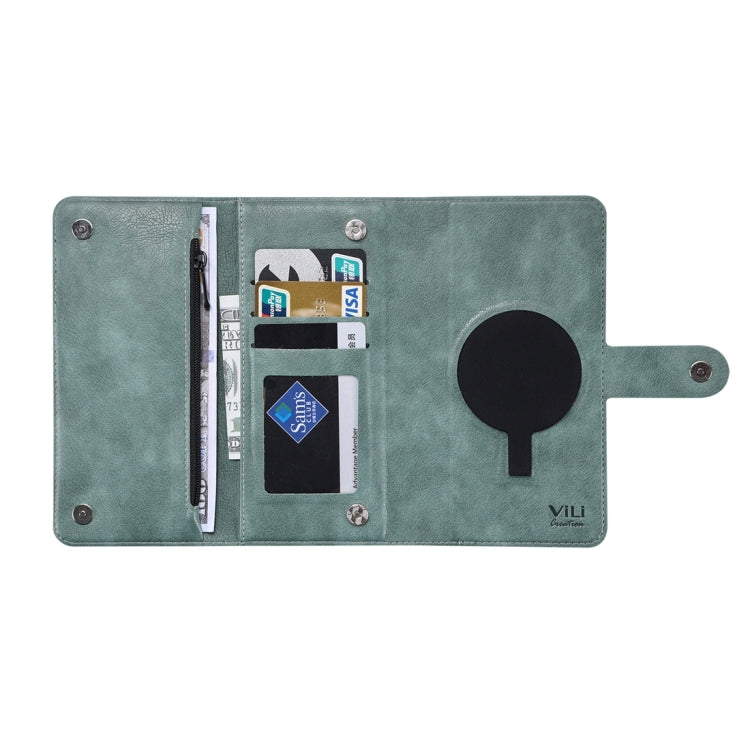 For iPhone 15 Pro Max ViLi GV Series MagSafe Magnetic Zipper Leather Phone Case(Green) - free shipping - PMC Jewellery - Order now!