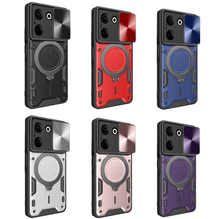 For Tecno Camon 20 4G / 20 Pro 4G CD Texture Sliding Camshield Magnetic Holder Phone Case(Red) - Tecno Cases by PMC TechLife | Online Shopping South Africa | PMC TechLife | Buy Now Pay Later Mobicred