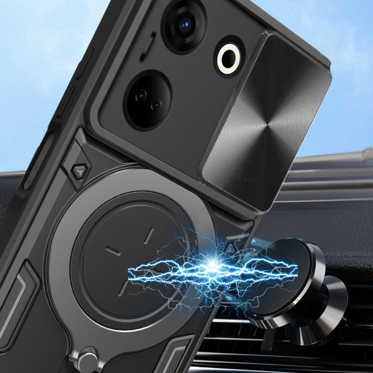 For Tecno Camon 20 4G / 20 Pro 4G CD Texture Sliding Camshield Magnetic Holder Phone Case(Purple) - Tecno Cases by PMC TechLife | Online Shopping South Africa | PMC TechLife | Buy Now Pay Later Mobicred
