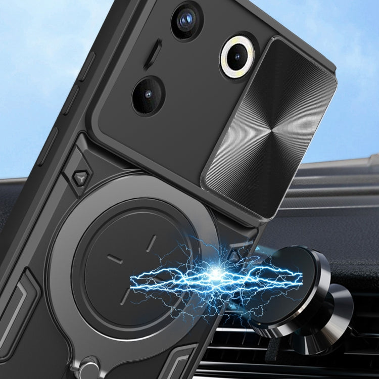 For Tecno Camon 20 Pro 5G CD Texture Sliding Camshield Magnetic Holder Phone Case(Purple) - Tecno Cases by PMC TechLife | Online Shopping South Africa | PMC TechLife | Buy Now Pay Later Mobicred