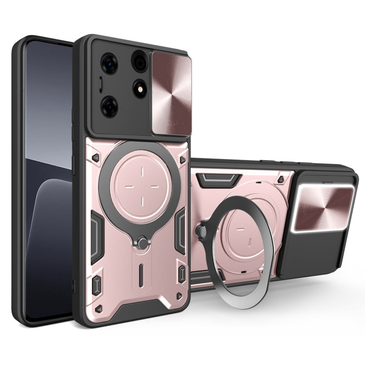 For Tecno Spark 10 Pro 4G CD Texture Sliding Camshield Magnetic Holder Phone Case(Pink) - Tecno Cases by PMC TechLife | Online Shopping South Africa | PMC TechLife | Buy Now Pay Later Mobicred