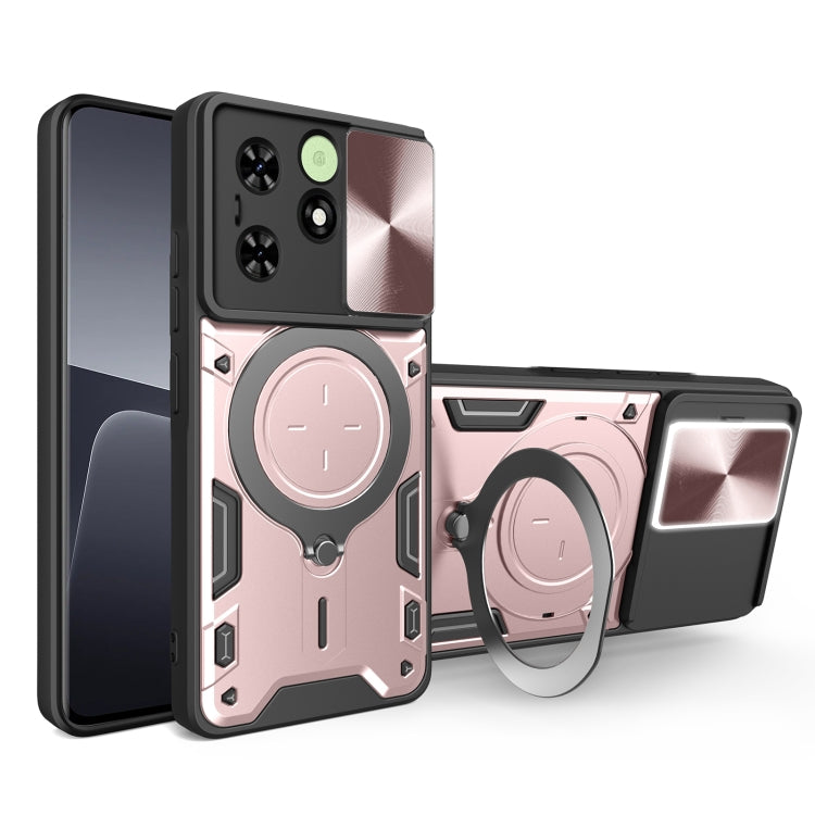 For Tecno Spark Go 2024/Spark 20 CD Texture Sliding Camshield Magnetic Holder Phone Case(Pink) - Tecno Cases by PMC TechLife | Online Shopping South Africa | PMC TechLife | Buy Now Pay Later Mobicred