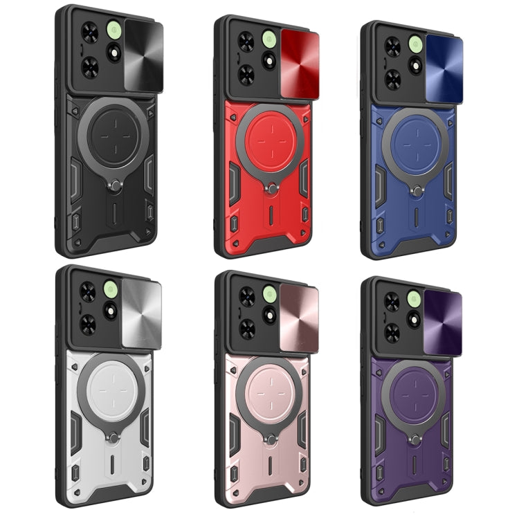For Tecno Spark Go 2024/Spark 20 CD Texture Sliding Camshield Magnetic Holder Phone Case(Black) - Tecno Cases by PMC TechLife | Online Shopping South Africa | PMC TechLife | Buy Now Pay Later Mobicred