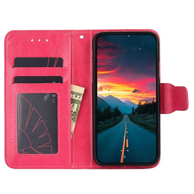 For Motorola Moto G Play 4G 2024 Crystal Texture Leather Phone Case(Rose Red) - Motorola Cases by PMC Jewellery | Online Shopping South Africa | PMC Jewellery | Buy Now Pay Later Mobicred