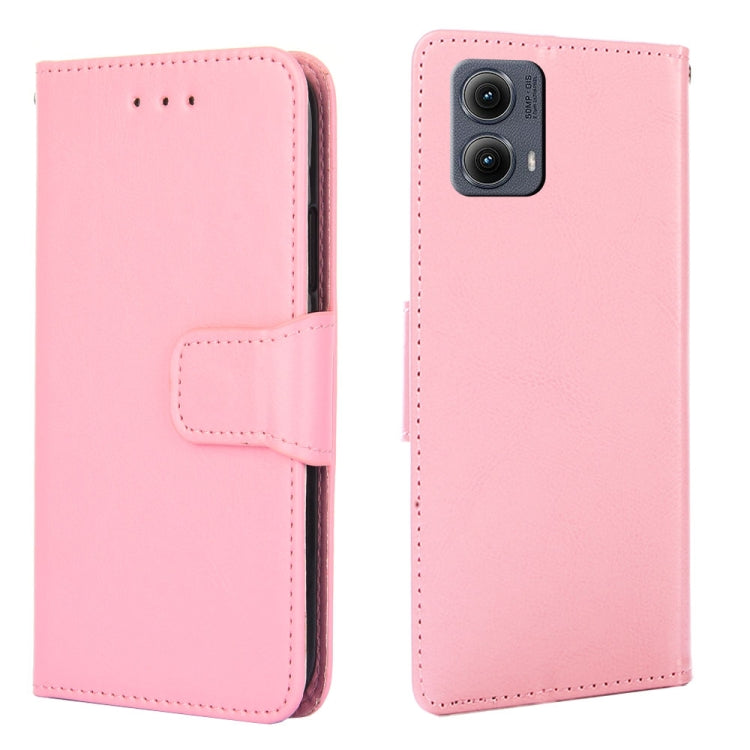 For Motorola Edge 5G 2024 Crystal Texture Leather Phone Case(Pink) - Motorola Cases by PMC Jewellery | Online Shopping South Africa | PMC Jewellery | Buy Now Pay Later Mobicred