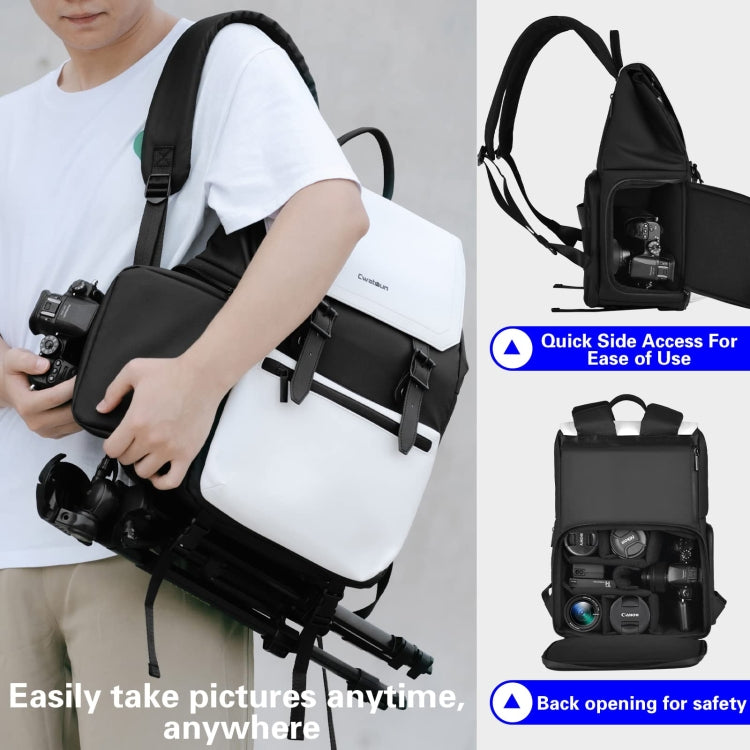 Cwatcun D79 Camera Backpack Multi-Functional Camera  Dual Shoulders Bag, Size:40.5 x 28 x 17.5cm Small(Black White) - free shipping - PMC TechLife - Order now!