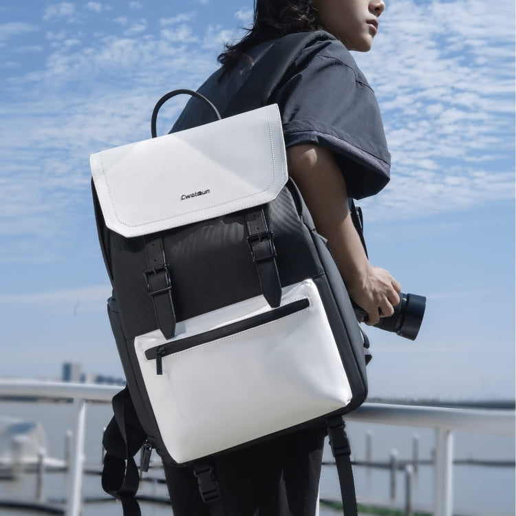 Cwatcun D79 Camera Backpack Multi-Functional Camera  Dual Shoulders Bag, Size:43.5 x 30.5 x 18cm Large(Black White) - free shipping - PMC TechLife - Order now!