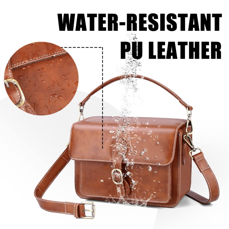 Cwatcun D80 Retro Leather Camera Shoulder Bag, Size:22 x 16 x 12cm Faux Leather Small(Brown) - free shipping - PMC TechLife - Order now!