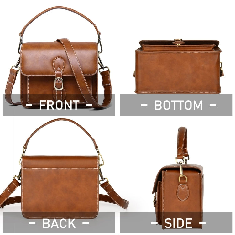 Cwatcun D80 Retro Leather Camera Shoulder Bag, Size:22 x 16 x 12cm Faux Leather Small(Brown) - free shipping - PMC TechLife - Order now!