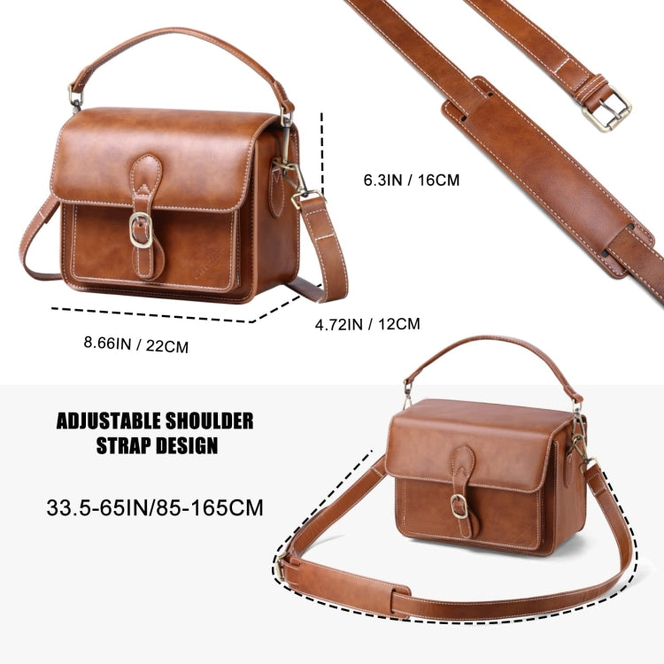 Cwatcun D80 Retro Leather Camera Shoulder Bag, Size:25.5 x 18.5 x 12.5cm Cow Leather Medium(Brown) - free shipping - PMC TechLife - Order now!