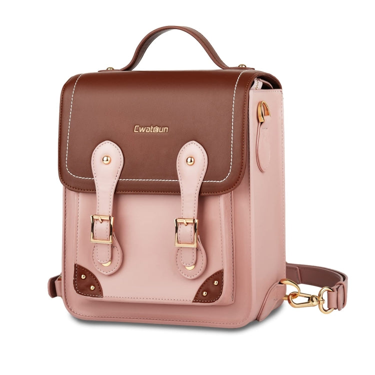 Cwatcun D81 Retro Camera Crossbody Bag Vintage PU Leather Waterproof Camera Handbag(Brown Pink) - free shipping - PMC TechLife - Order now!