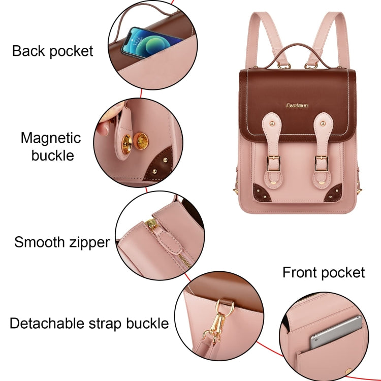 Cwatcun D81 Retro Camera Crossbody Bag Vintage PU Leather Waterproof Camera Handbag(Brown Pink) - free shipping - PMC TechLife - Order now!