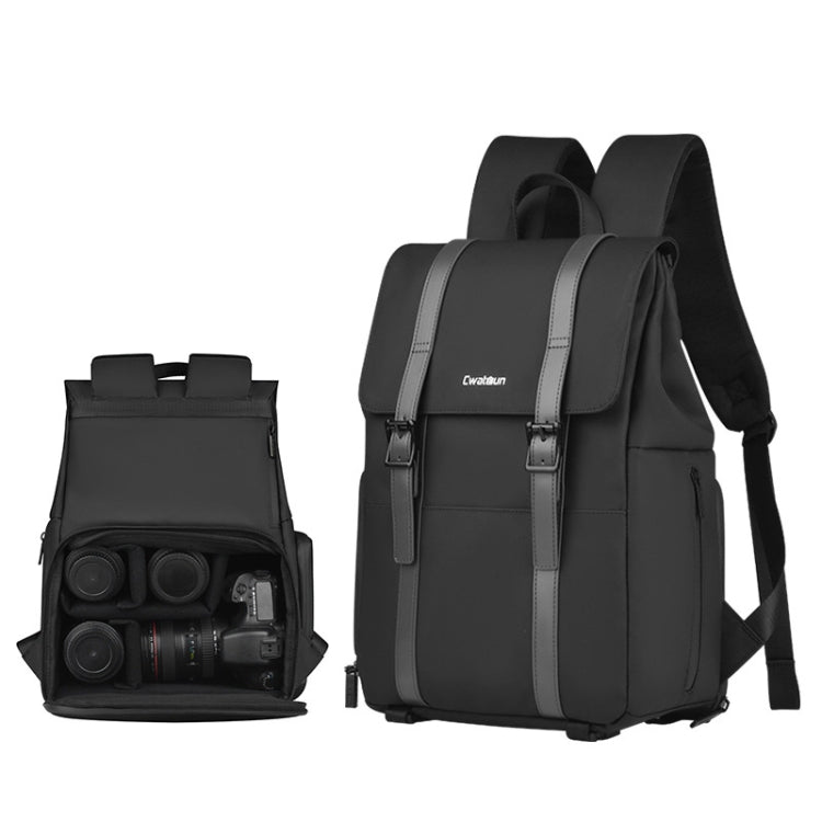 Cwatcun D86 Camera Backpack DSLR Mirrorless Camera Waterproof Bag, Size:28 x 15 x41cm Small(Black) - free shipping - PMC TechLife - Order now!
