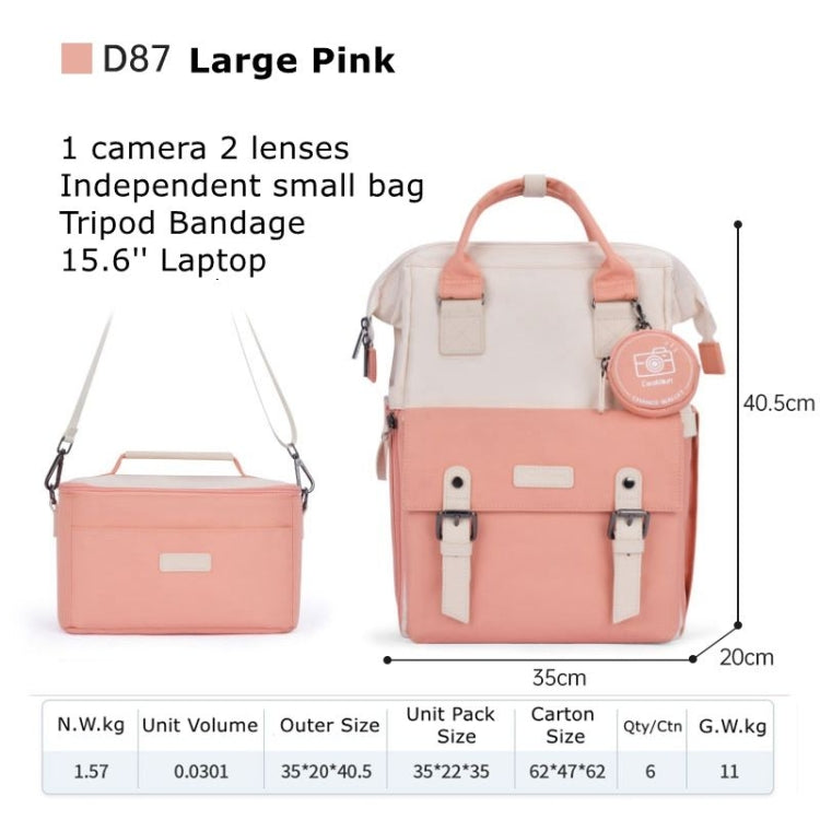 Cwatcun D87 Color Matching Camera Backpack Large Capacity Photography Bag, Size:40.5 x 35 x 20cm Large(Pink) - free shipping - PMC TechLife - Order now!