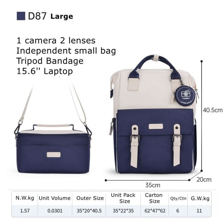 Cwatcun D87 Color Matching Camera Backpack Large Capacity Photography Bag, Size:40.5 x 35 x 20cm Large(Blue) - free shipping - PMC TechLife - Order now!