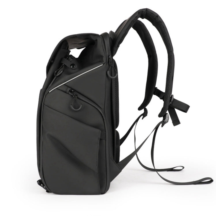 Cwatcun D89 Camera Backpack Waterproof Leather Film 15.6 Laptop Sleeve Bag, Size:43.5 x 33 x 22.5cm(Black) - free shipping - PMC TechLife - Order now!