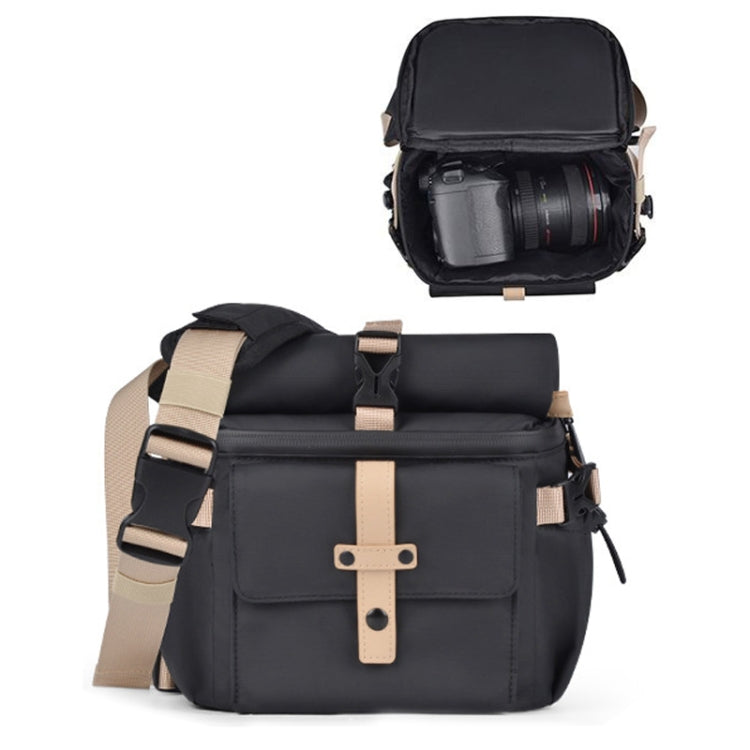 Cwatcun D90 Contrast Color Single Shoulder Camera Bag Outdoor Camera Bag Professional Crossbody Handbag, Size:22 x 15 x 18.5cm Small(Black) - free shipping - PMC TechLife - Order now!