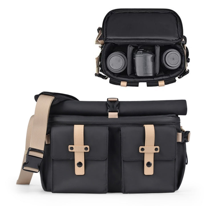 Cwatcun D90 Contrast Color Single Shoulder Camera Bag Outdoor Camera Bag Professional Crossbody Handbag, Size:27 x 17 x 18.5cm Medium(Black) - free shipping - PMC TechLife - Order now!