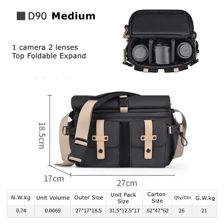 Cwatcun D90 Contrast Color Single Shoulder Camera Bag Outdoor Camera Bag Professional Crossbody Handbag, Size:27 x 17 x 18.5cm Medium(Black) - free shipping - PMC TechLife - Order now!