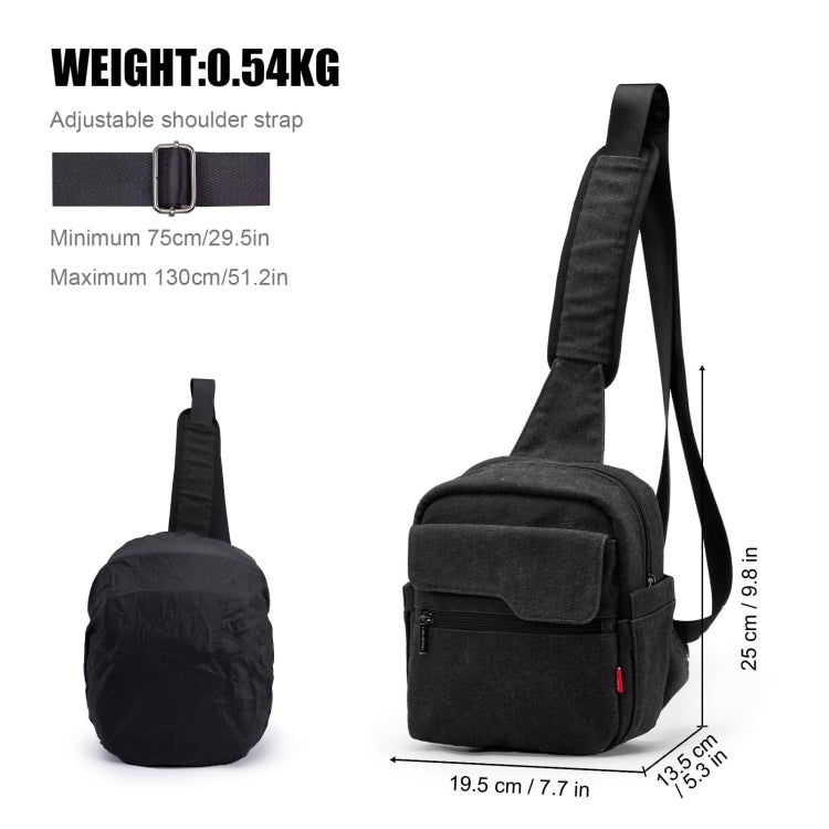 Cwatcun D93 Camera Bag Canvas Shoulder Bag, Size:19.5 x 13.5 x 25cm Black - free shipping - PMC TechLife - Order now!