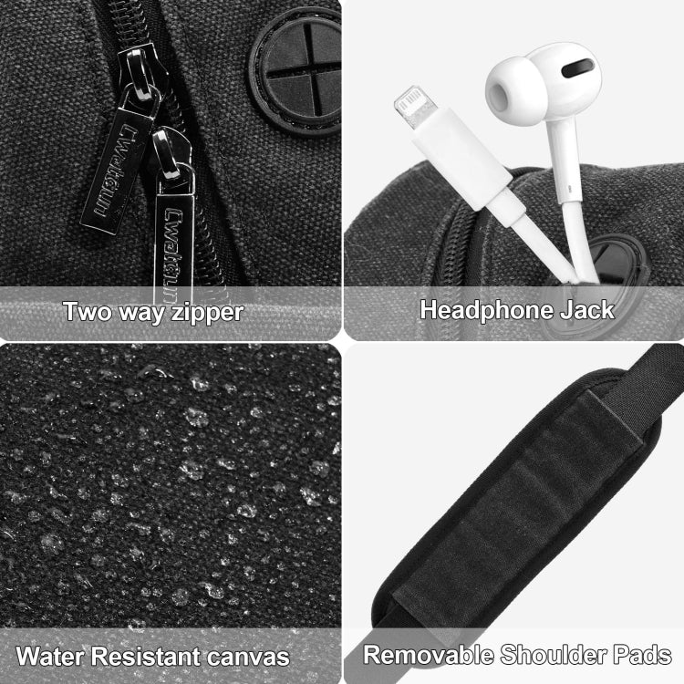 Cwatcun D93 Camera Bag Canvas Shoulder Bag, Size:21 x 14 x 30cm Black - Strap Satchel by Cwatcun | Online Shopping South Africa | PMC TechLife | Buy Now Pay Later Mobicred
